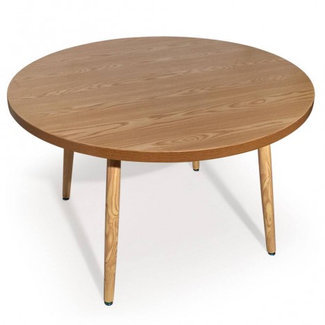Table ronde pieds en bois et plateau bois ou blanc Nory - 