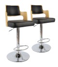 Chaises de bar bois et simili cuir Russel - Lot de 2 - 