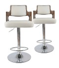 Chaises de bar bois et simili cuir Russel - Lot de 2 - 