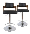 Chaises de bar bois et simili cuir Russel - Lot de 2 - 