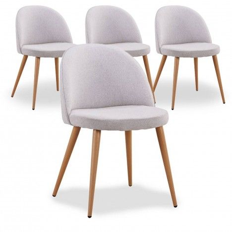 Chaise scandinave en tissu avec dossier bas Mory - Lot de 4 - 