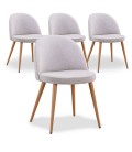 Chaise scandinave en tissu avec dossier bas Mory - Lot de 4 - 