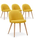 Chaise scandinave en tissu avec dossier bas Mory - Lot de 4 - 