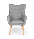 Fauteuil de style danois en tissu et pieds chene clair - 5 coloris - 