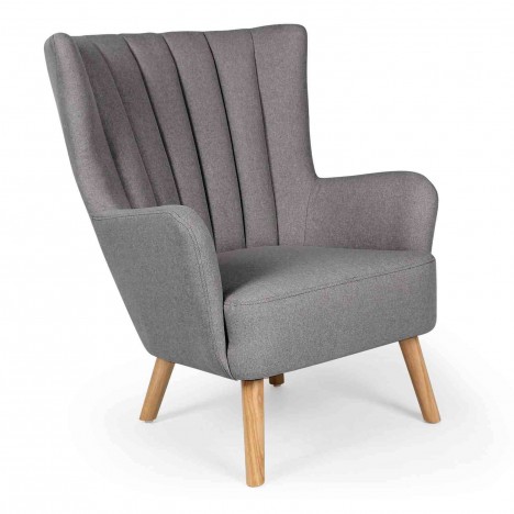 Fauteuil de lecture haut dossier capitonné beige ou gris - 