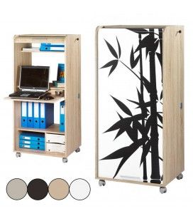 Armoire Informatique Mobile A Rideau Bambou Noir Et Blanc