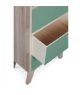 Meuble scandinave vert clair colonne de rangement en bois 6 tiroirs Boreal - 