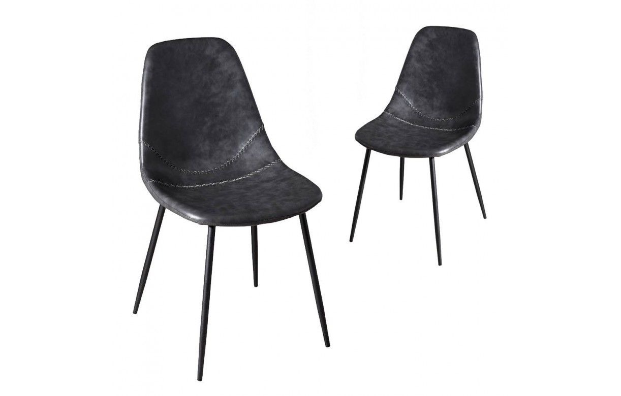 Chaise design retro noir et bois Melo
