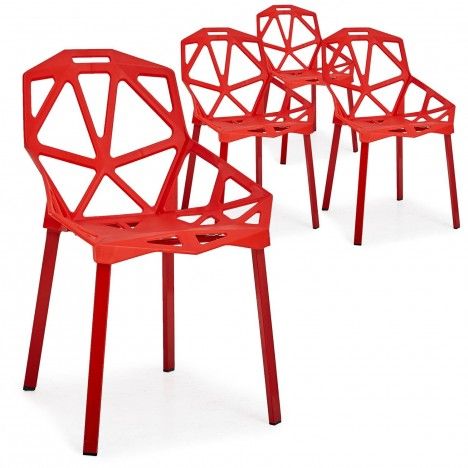 Chaise design Rouge Spider - Lot de 4 - 