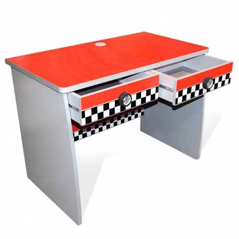 Bureau 2 Tiroirs Enfant Rouge Voiture Course