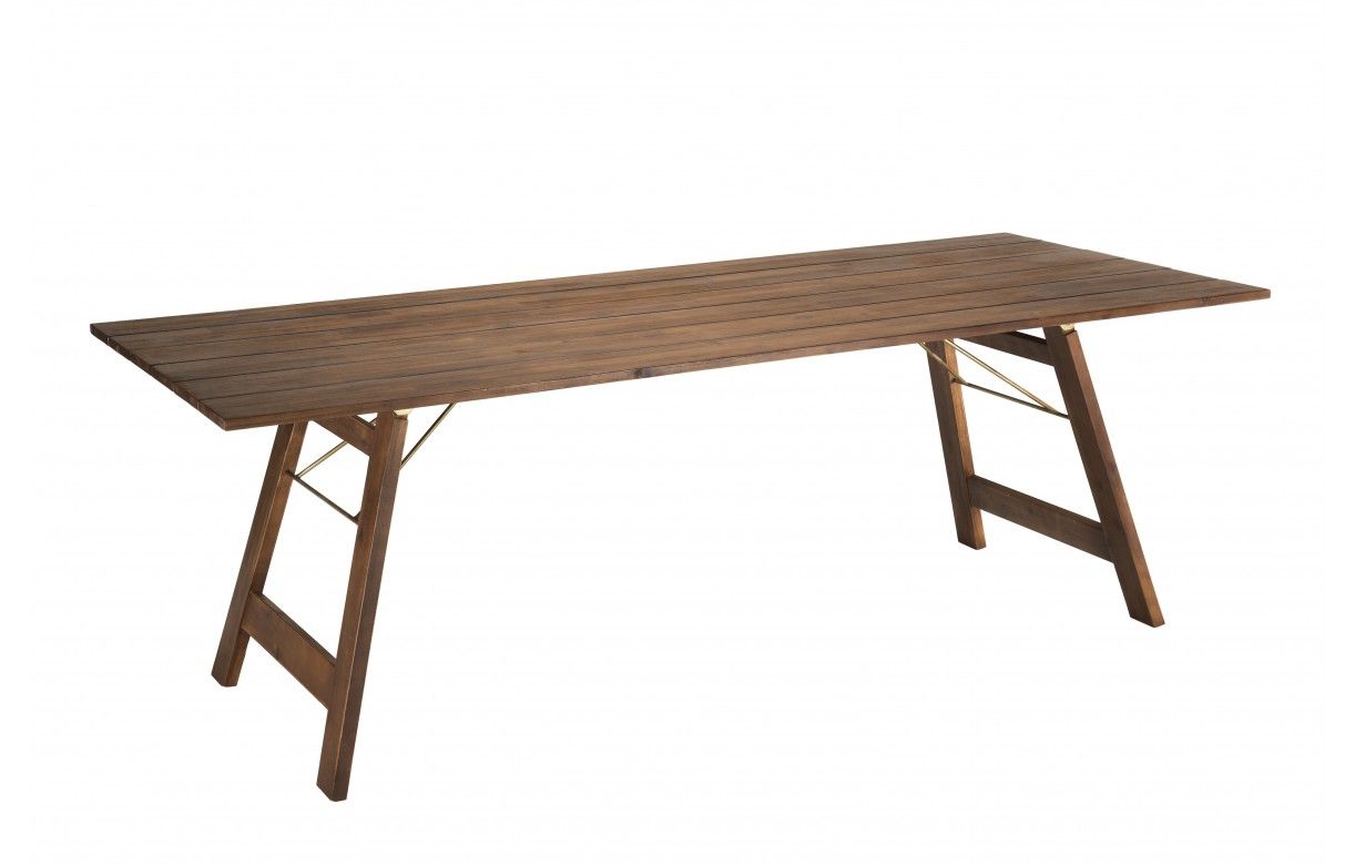 Table de jardin bois métal ronde pliante 100cm SJ-TD