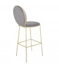 Tabouret rond en velours avec pieds dorés - Lot de 2