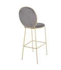 Tabouret rond en velours avec pieds dorés - Lot de 2