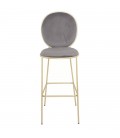 Tabouret rond en velours avec pieds dorés - Lot de 2