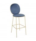 Tabouret rond en velours avec pieds dorés - Lot de 2