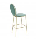 Tabouret rond en velours avec pieds dorés - Lot de 2