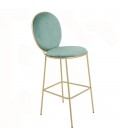 Tabouret rond en velours avec pieds dorés - Lot de 2