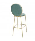 Tabouret rond en velours avec pieds dorés - Lot de 2