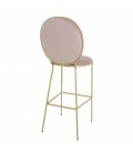 Tabouret rond en velours avec pieds dorés - Lot de 2