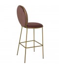 Tabouret rond en velours avec pieds dorés - Lot de 2