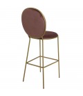 Tabouret rond en velours avec pieds dorés - Lot de 2