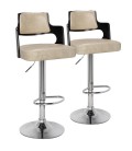 Chaises de bar bois et simili cuir Russel - Lot de 2 - 