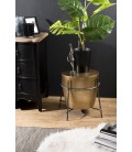 Table d'appoint ronde 54x54cm aluminium doré forme tambour DODOMA