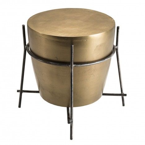 Table d'appoint ronde 54x54cm aluminium doré forme tambour DODOMA