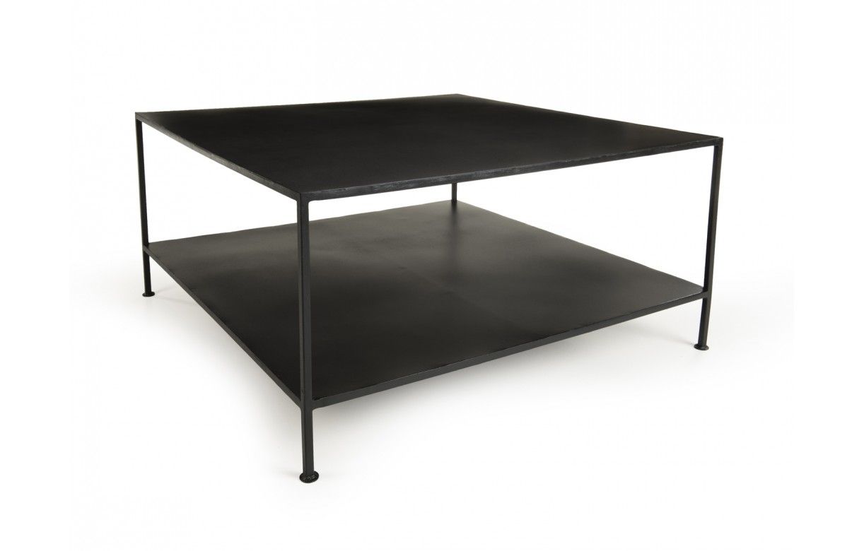 Table basse avec double plateau en métal noir Mudo