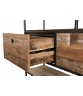 Etagère 2 tiroirs et 7 niches bois Teck recyclé Acacia Mahogany et métal SULA