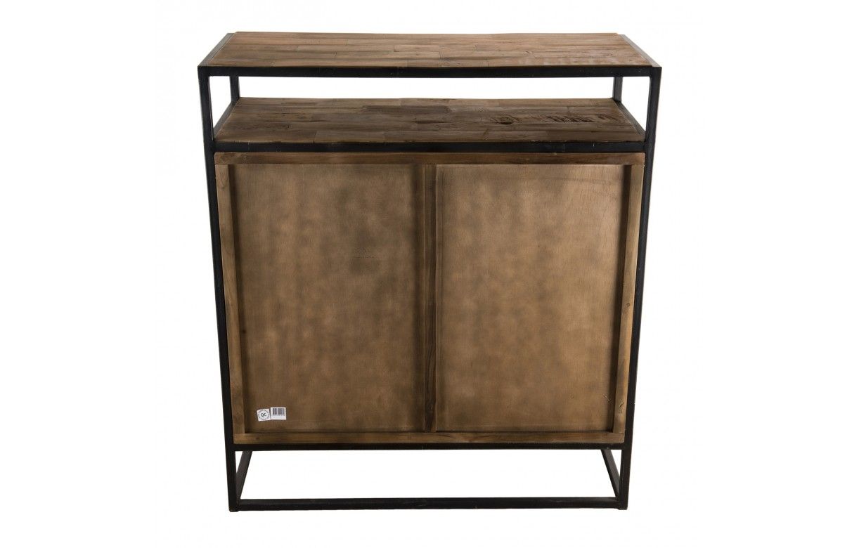 17 Stories Petite armoire de rangement avec 2 portes, buffet industriel  avec 1 tablette ouverte et 1 tablette réglable, buffet avec cadre en métal,  brun rustique et noir - Wayfair Canada