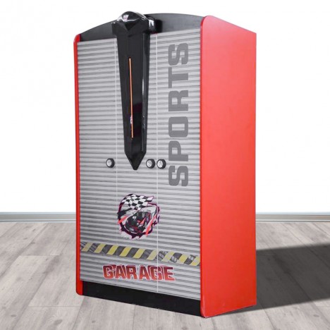 Armoire enfant voiture course rouge miroir + 3 portes