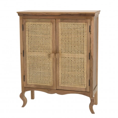 Meuble marron 2 portes bois de jamelonier et cannage naturel ISA