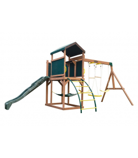 KidKraft Appleton Aire de Jeux en Bois avec Toboggan d'Extérieur, Balançoire,  Mur d'escalade et Bac à Sable pour Enfants, F24148E, Exclusivité sur   : : Jeux et Jouets