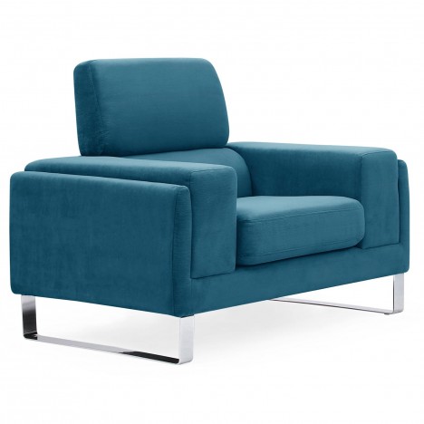 Fauteuil moderne en tissu et pieds métal Bistan