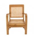 Fauteuil bois clair massif et cannage rotin ANGKOR