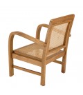 Fauteuil bois clair massif et cannage rotin ANGKOR