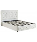 Lit tissu lin gris style scandinave avec tête de lit Natt - 