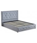 Lit tissu lin gris style scandinave avec tête de lit Natt - 