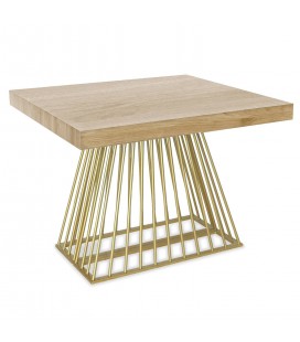 Table extensible bois clair 240cm avec pied doré Solixa