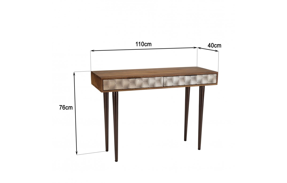 Console BARRY en bois de manguier massif avec 2 tiroirs