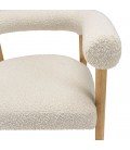 Chaise en tissu écru, dossier arrondi et pieds en bois naturel GASTON