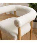 Chaise en tissu écru, dossier arrondi et pieds en bois naturel GASTON