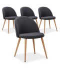 Chaise scandinave en tissu avec dossier bas Mory - Lot de 4 - 