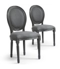 Lot de 2 chaises médaillon Louis XVI Royaly - 