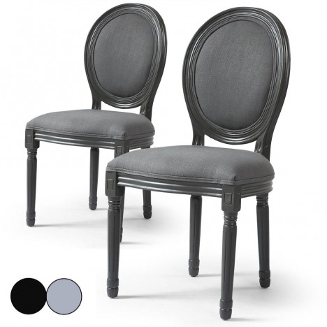 Lot de 2 chaises médaillon Louis XVI Royaly - 