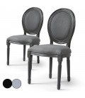 Lot de 2 chaises médaillon Louis XVI Royaly - 