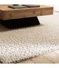 Grand tapis rectangulaire 200x290cm en laine bouclée couleur beige CANCUN