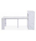 Buffet console avec table extensible intégrée effet marbre blanc FUERTA