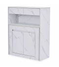 Buffet console avec table extensible intégrée effet marbre blanc FUERTA